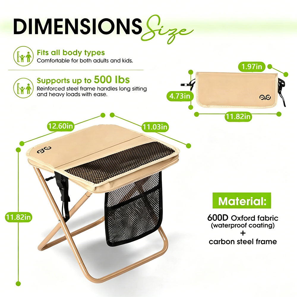 🔥Portable Outdoor Folding Chair with Shoulder, Strap Ultra Light 1.5 lbs, Max Load 400lb, Two Side Pockets Velcro Storage for Camping Hiking Fishing BBQ Parties⛱️-TJY