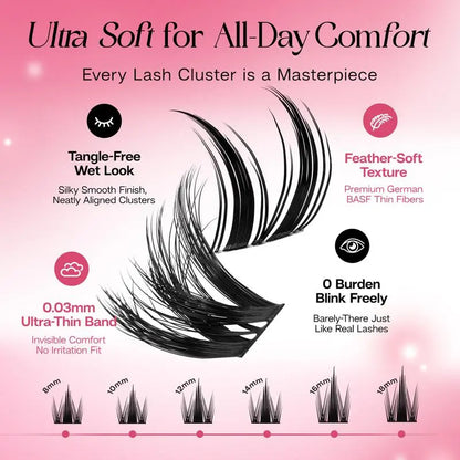 ❤️73% Hot Fresh Launch ProLashBeauty Lash Clusters Sunrise Long Lasting Eyelashes Extensions Kit DIY lashes Extensions C D Curl Invisible Band Beginners Manga Lashes Tweezer & Glue & Remover all in one for DIY Eyelash at Home-XA