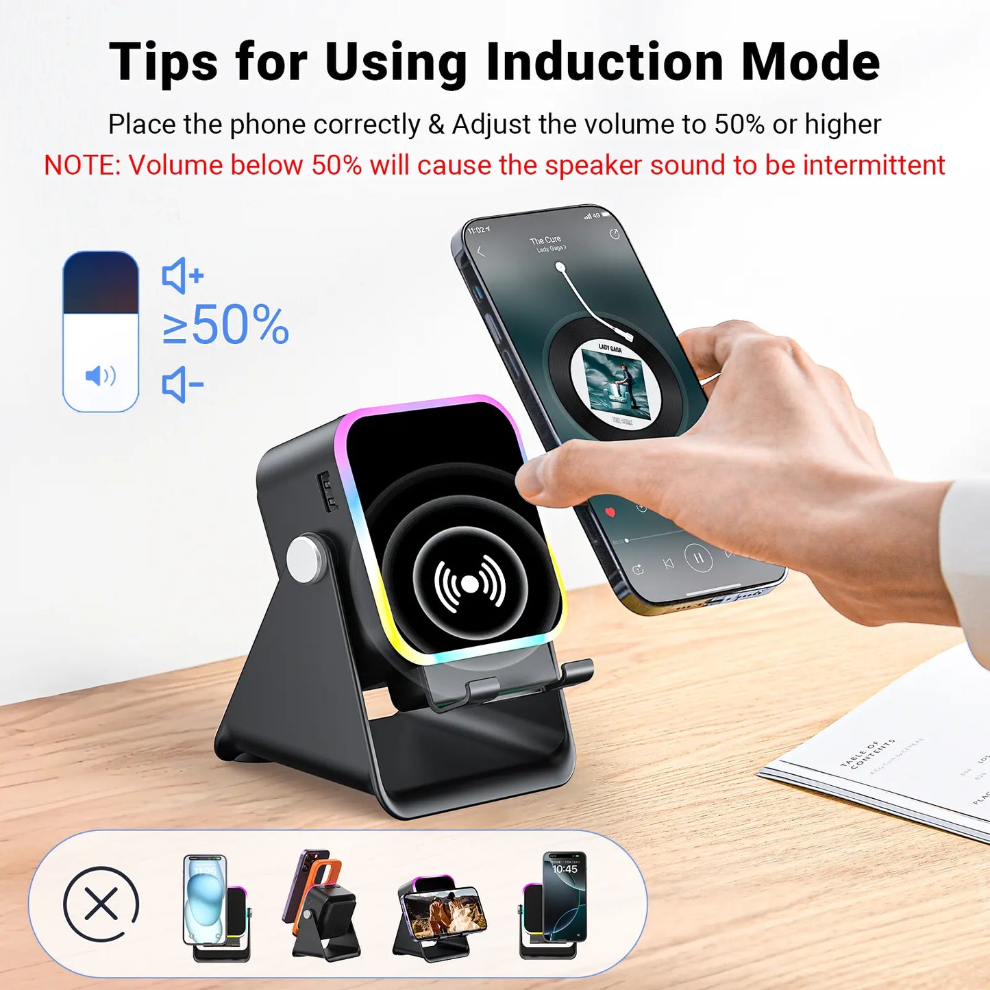 🏆Flash Sale⚡ Newly Upgraded! 🏆Wireless Speaker Phone Stand | 360° LED Universal Holder-W18