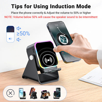 🏆Flash Sale⚡ Newly Upgraded! 🏆Wireless Speaker Phone Stand | 360° LED Universal Holder-W18