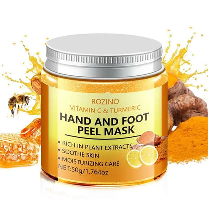 🔥Hot Sale!!🔥Rozino Hand and Foot Mask with Vitamin C & Turmeric Brightens Skin Tones Removes Dead Skin Smooths Softens Deep Moisturizes Gentle Skincare Treatment-TJY