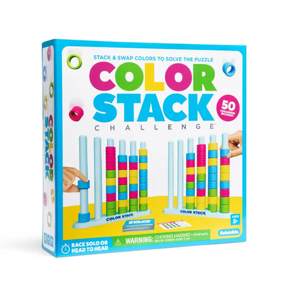 👑Color Stack Challenge by Relatable – Easter Basket Stuffers for Kids, A Fast-Paced Color Matching Puzzle Game for Fun Easter Family Game Night, Includes 2 Stack Racks, 50 Challenge Cards, & 80 Rings-W18