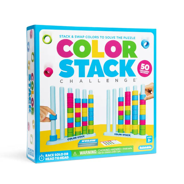 👑Color Stack Challenge by Relatable – Easter Basket Stuffers for Kids, A Fast-Paced Color Matching Puzzle Game for Fun Easter Family Game Night, Includes 2 Stack Racks, 50 Challenge Cards, & 80 Rings-W18