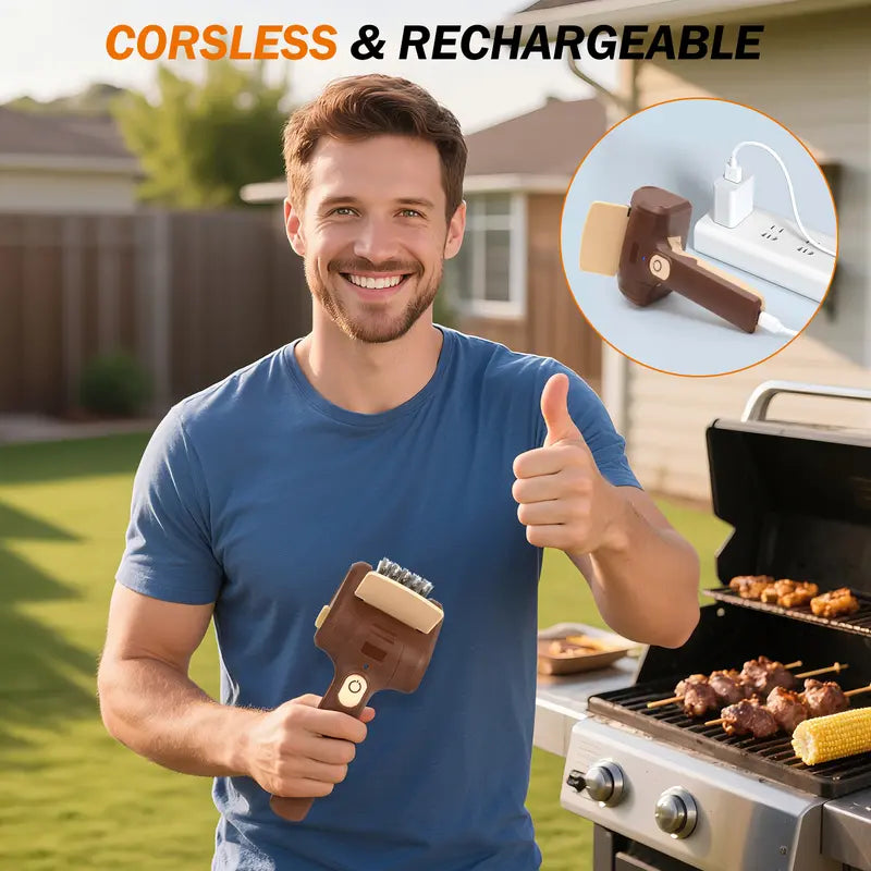🔥Last Day 60% OFF🌟Electric BBQ Grill Brush✨Cordless Rechargeable⚡Premium Stainless Steel Bristles👑Barbecue Utensils Removes Rust & Grill Grease-TJY