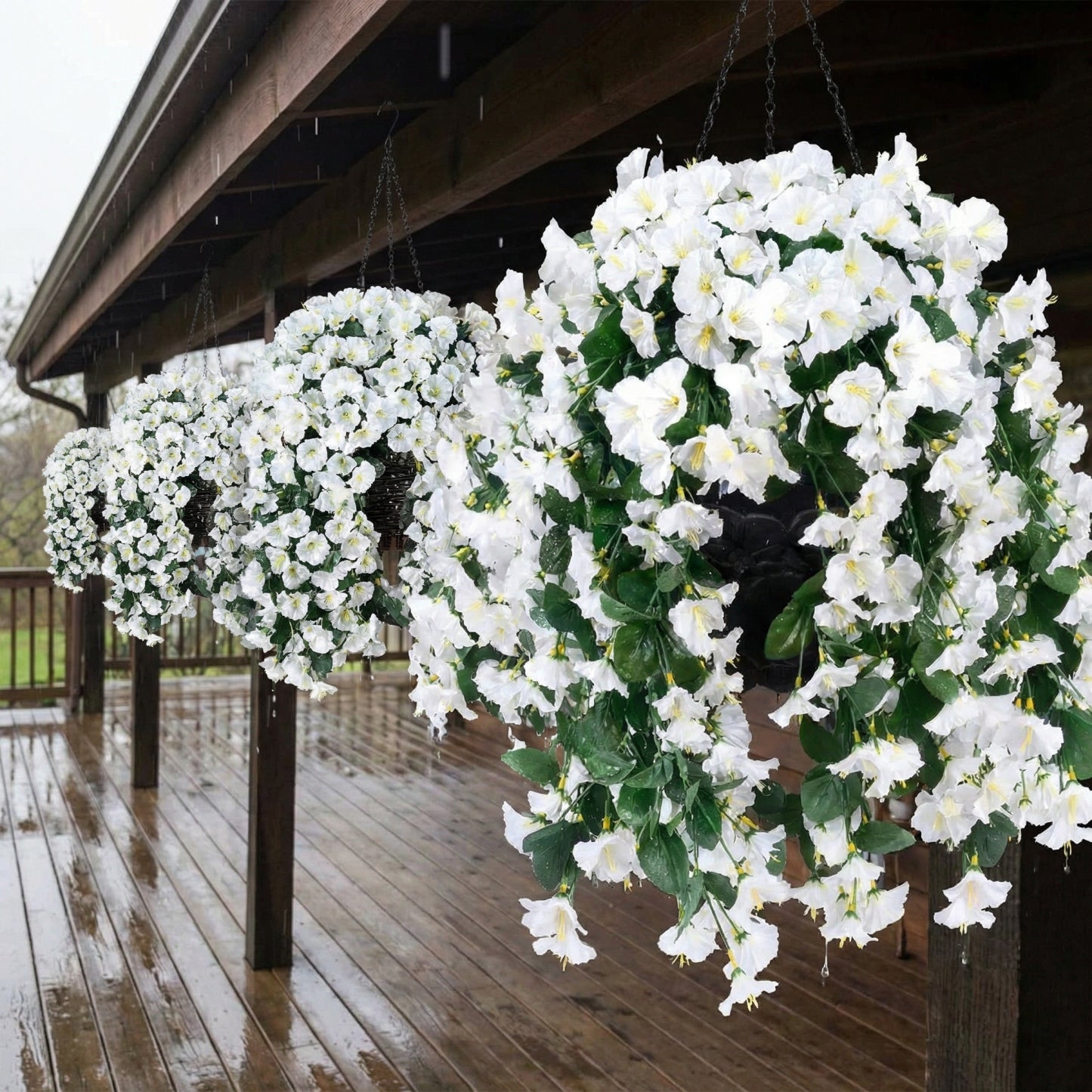 Artificial Faux Hanging Flowers Plants - UV resistant, Waterproof, Windproof , No watering , No wilting -GD