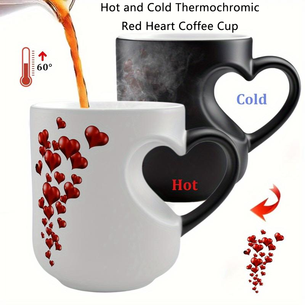 🔥 80% Off 🔥Heart-Shaped Handle Color-Changing Ceramic Mug🎁Hot and Cold Thermochromic Red Heart Coffee Cup, Gift for Valentine's Day, Christmas and Birthdays-TJY