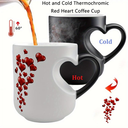 🔥 80% Off 🔥Heart-Shaped Handle Color-Changing Ceramic Mug🎁Hot and Cold Thermochromic Red Heart Coffee Cup, Gift for Valentine's Day, Christmas and Birthdays-TJY