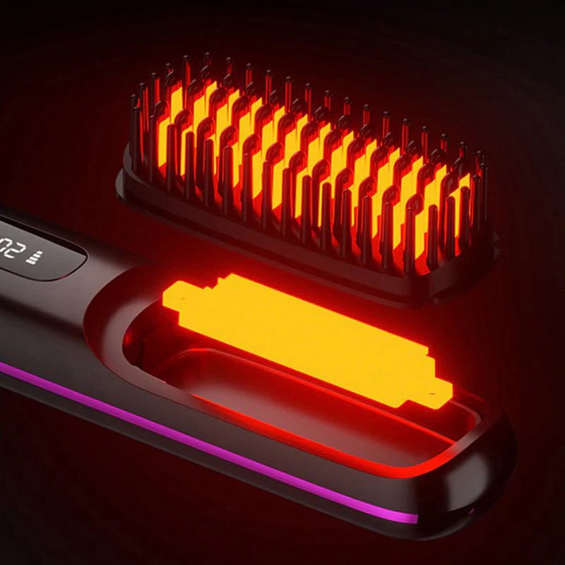 ⚡50K+ SOLD!💁‍♀️Wireless Ceramic Heating Hair Straightening Hairbrush-H1