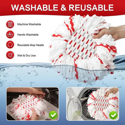 🔥 Spin Mop Heads with Scrubbing Pad - 2024 Upgraded 2-in-1 Mop Head for O-Cedar EasyWring 1-Tank System. Built-in Scrub Pads for Stuck-on-ZZQ