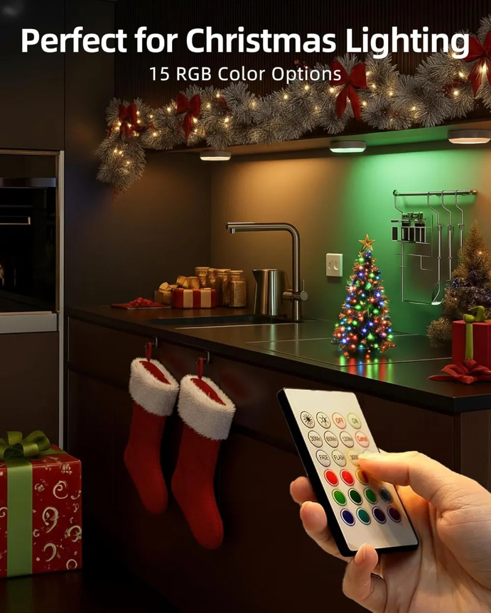 Under-cabinet lighting with charging station, rechargeable disc light strip with remote control-GD