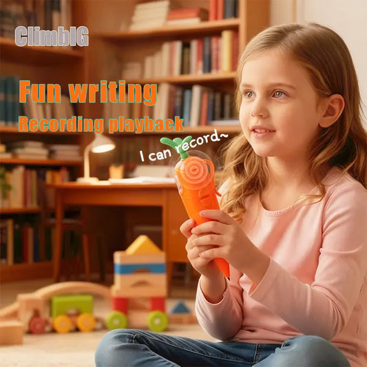 60-Second Voice Recorder with Playback & Audio Recorder Pen - Cute Carrot-Shaped Recorder Device, Smooth-Writing Ballpoint Pen - Fun & Creative Gift for Kids, Students, Teachers-GD