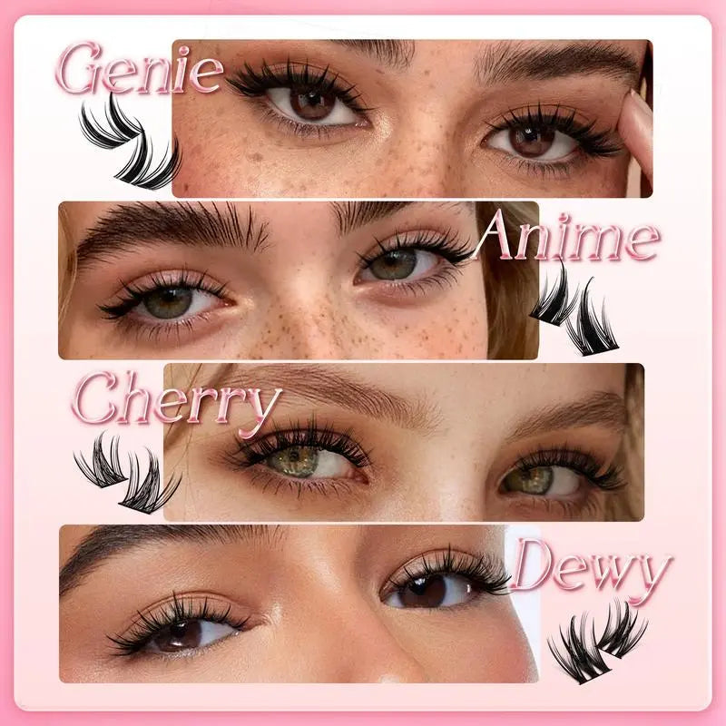 ❤️73% Hot Fresh Launch ProLashBeauty Lash Clusters Sunrise Long Lasting Eyelashes Extensions Kit DIY lashes Extensions C D Curl Invisible Band Beginners Manga Lashes Tweezer & Glue & Remover all in one for DIY Eyelash at Home-XA