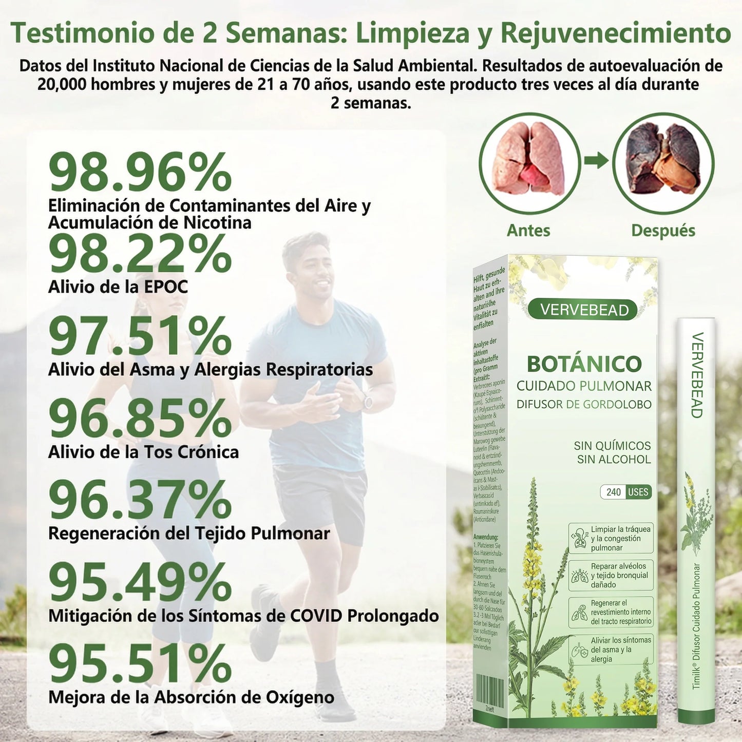 ❤️🎉Vervebead®BOTÁNICO CUIDADO PULMONAR DIFUSOR DE GORDOLOBO-XA