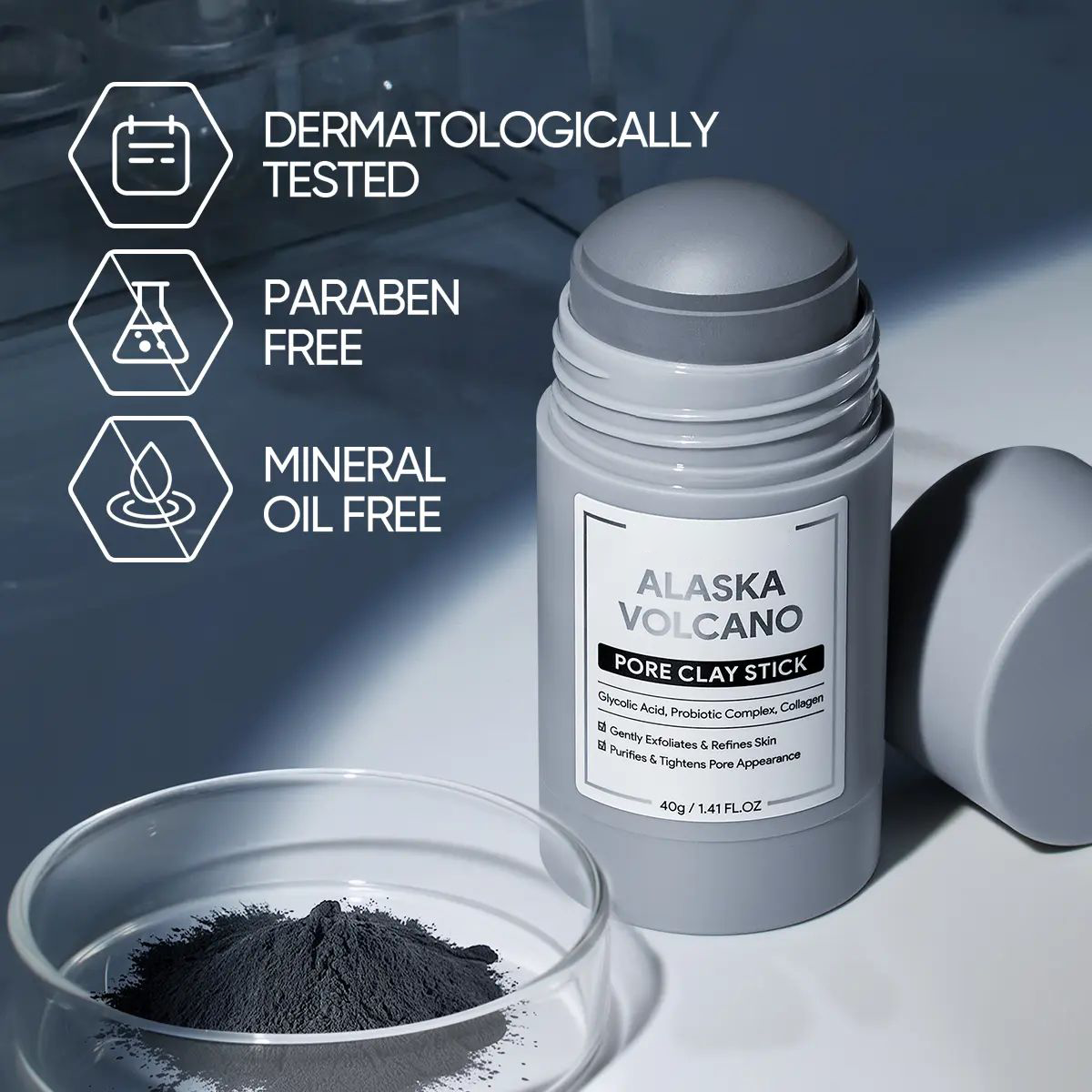 Alaska Volcano Clay Stick,Cleansing Blackhead Remover FaceMask Stick-ABB8