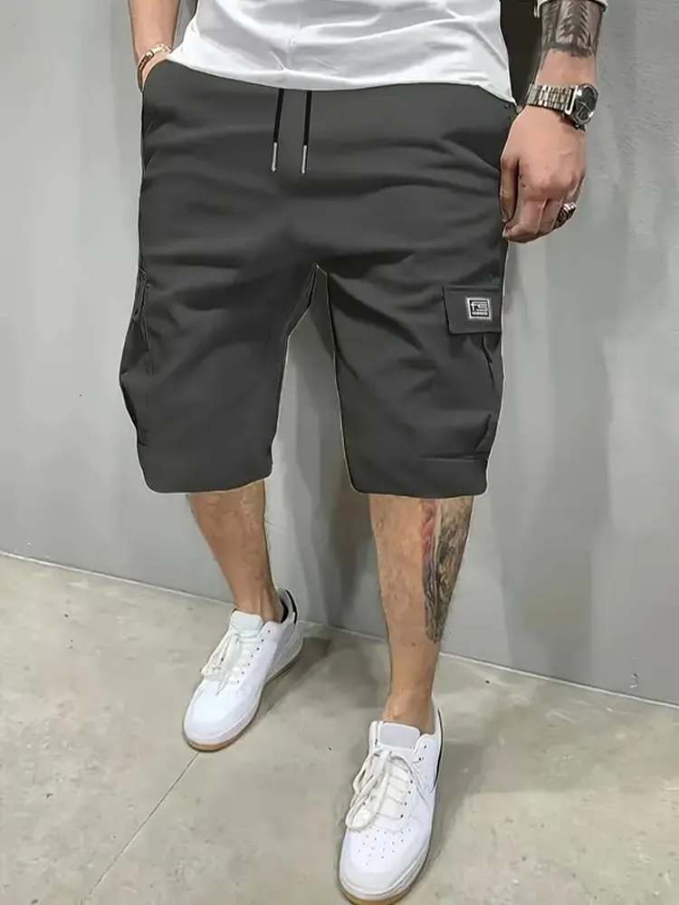 🏆3-Piece 🔥 Men's Shorts Set - Brown Black & Green - Slanted Pockets - Versatile Casual Wear - 3-Piece Bottoms for Everyday Use Menswear Overalls shorts men-TJY