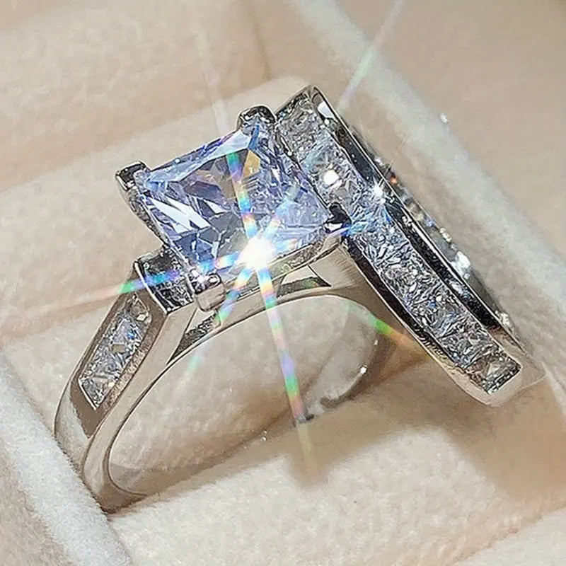 ✨2-Piece Set Fashion Sparkling Cubic Zirconia Rings for Women ✨Valentine's Day Gift, Wedding Anniversary, Party Jewelry-ABB8