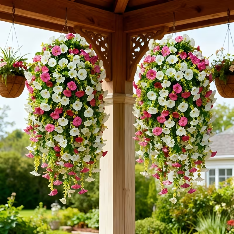 Artificial Faux Hanging Flowers Plants - UV resistant, Waterproof, Windproof , No watering , No wilting -GD