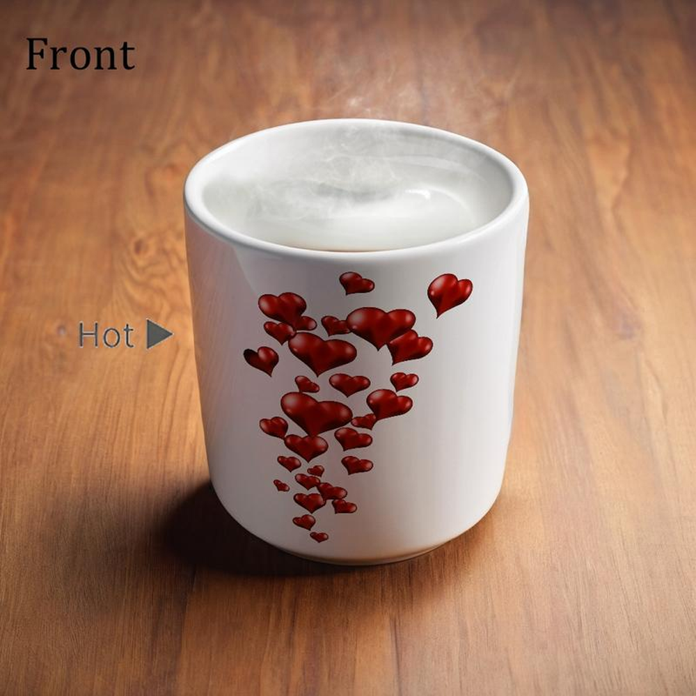 🔥 80% Off 🔥Heart-Shaped Handle Color-Changing Ceramic Mug🎁Hot and Cold Thermochromic Red Heart Coffee Cup, Gift for Valentine's Day, Christmas and Birthdays-TJY