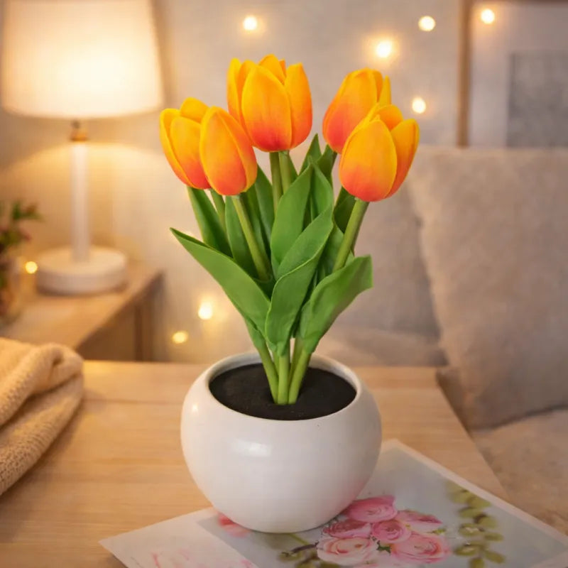 🔥LED Tulip Night Light Dimmable Plug-in Romantic Flower Lamp Artificial Bloom Mother’s Day Gift-TJY