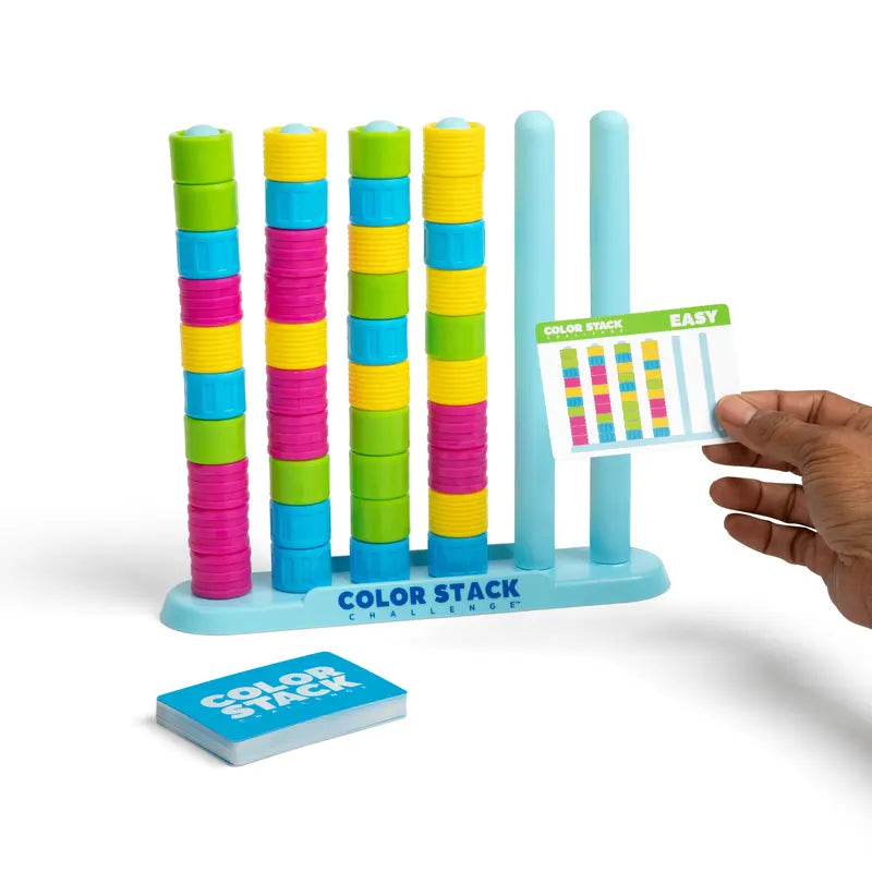 👑Color Stack Challenge by Relatable – Easter Basket Stuffers for Kids, A Fast-Paced Color Matching Puzzle Game for Fun Easter Family Game Night, Includes 2 Stack Racks, 50 Challenge Cards, & 80 Rings-W18