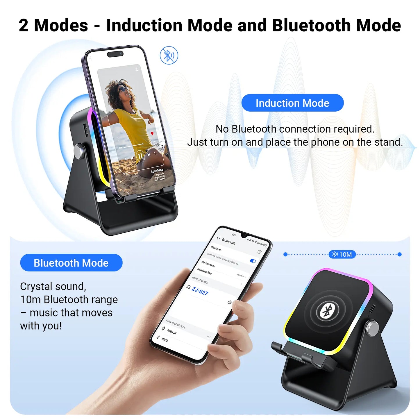 🏆Flash Sale⚡ Newly Upgraded! 🏆Wireless Speaker Phone Stand | 360° LED Universal Holder-W18
