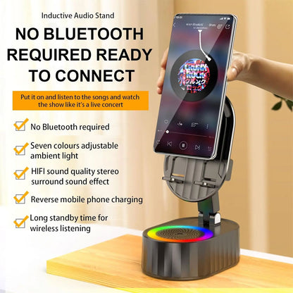 🔥Hot Sale 49% OFF🏆Wireless Induction Audio Bluetooth Speaker 5in1 Cellphone Holder USB Emergency Rechargeable (5000mAh) Portable Power Mobile Tablet Stand-TJY