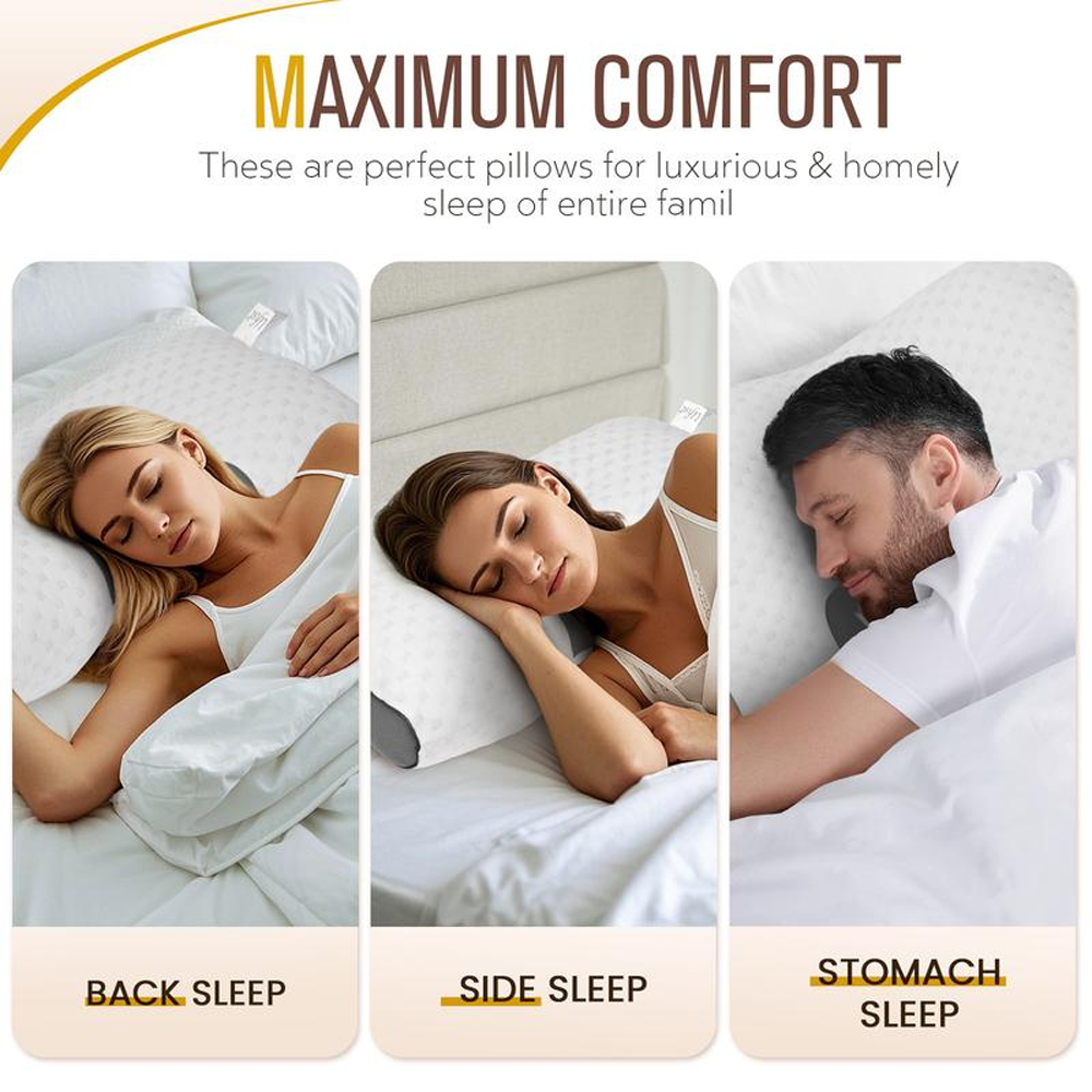 👑Neck Massage Couple Pillows🌟Adjustable ergonomic orthotic support🏆high-quality soft pillow core, detachable knitted pillowcase, relieves neck pain , aids sleep.Ergonomic Height for Optimal Cervical Support-TJY