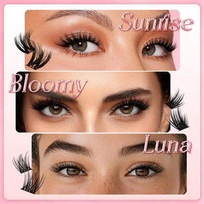 ❤️73% Hot Fresh Launch ProLashBeauty Lash Clusters Sunrise Long Lasting Eyelashes Extensions Kit DIY lashes Extensions C D Curl Invisible Band Beginners Manga Lashes Tweezer & Glue & Remover all in one for DIY Eyelash at Home-XA