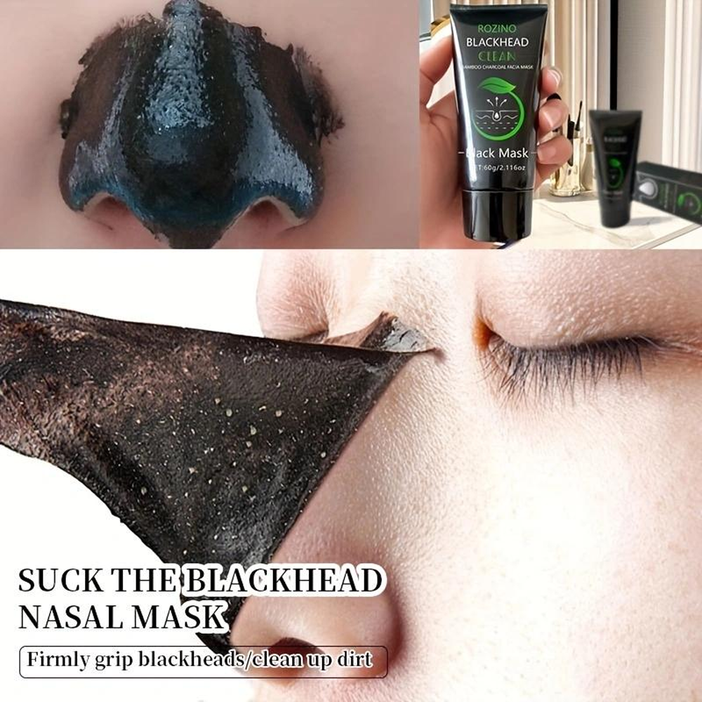 Rozino Bamboo Charcoal Blackhead Peel-Off Mask with Glycerin & Witch Hazel Extract for Deep Cleansing Pore Shrinking Gentle Moisturizing 60g/2.116oz-TJY