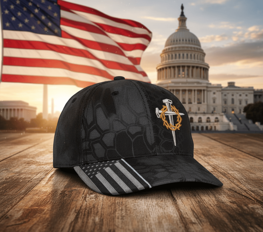 ✝️Jesus 3-Nail Cross & Crown of Thorns Christian Embroidered Adjustable Hat-ABB8