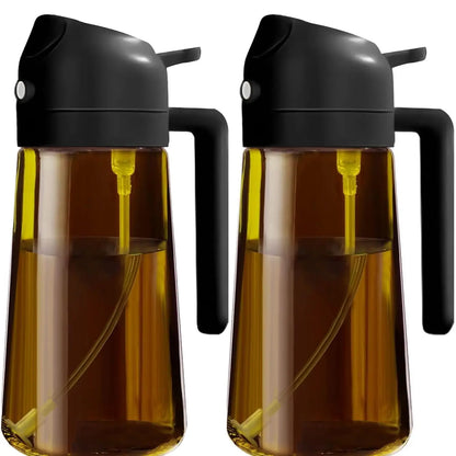 🔥Save Up To 56% Today🔥2 Count 2 in 1 Oil Sprayer for Cooking 16oz/470ml Light-Blocking Dark , Olive Oil Dispenser Bottle for Kitchen-TJY