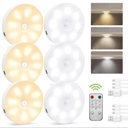 Under-cabinet lighting with charging station, rechargeable disc light strip with remote control-GD
