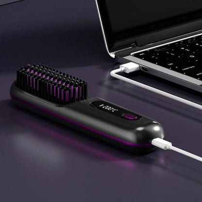 ⚡50K+ SOLD!💁‍♀️Wireless Ceramic Heating Hair Straightening Hairbrush-H1