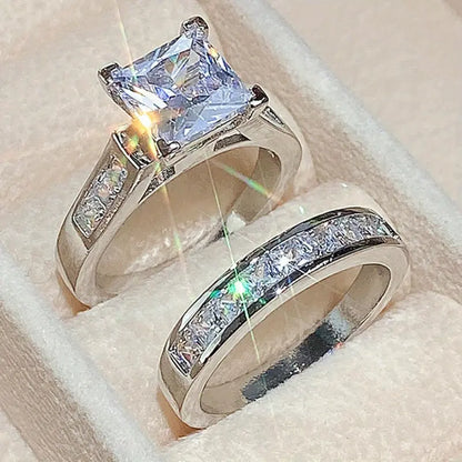 ✨2-Piece Set Fashion Sparkling Cubic Zirconia Rings for Women ✨Valentine's Day Gift, Wedding Anniversary, Party Jewelry-ABB8
