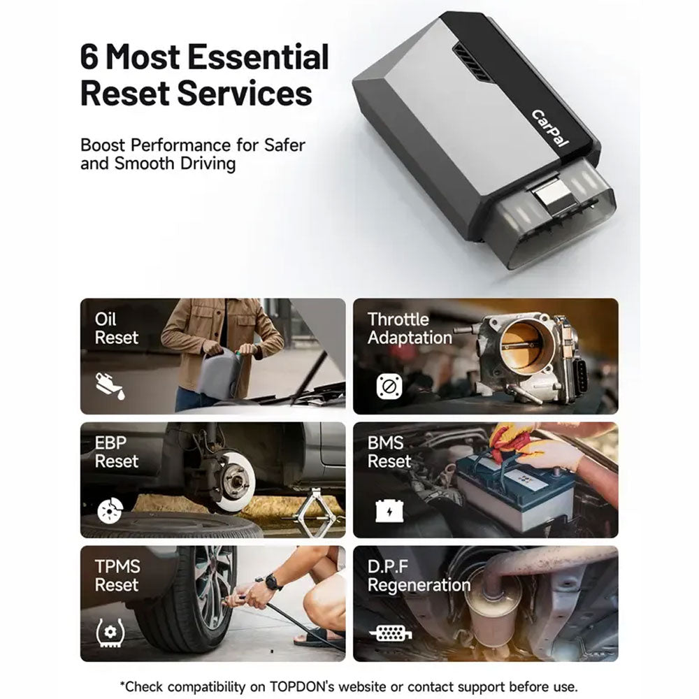 🔥 CarPal OBD2 Scanner🔥Automotive Bluetooth Scanner, All System Diagnostic Tool foriOS & Android, Vehicle Health Check 6 Maintenance Services, Smog Check, Repair Guide,Performance Test-TJY