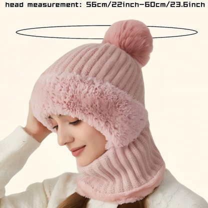 🏆Hot Sale🔥Women's Solid Color Pom Pom Decor Beanie Hat🌟Casual Warm Thickened Knit Hat for Fall & Winter, Fashion Accessories for Women & Girls Bonnet With Bunny Ears Bonnet-TJY