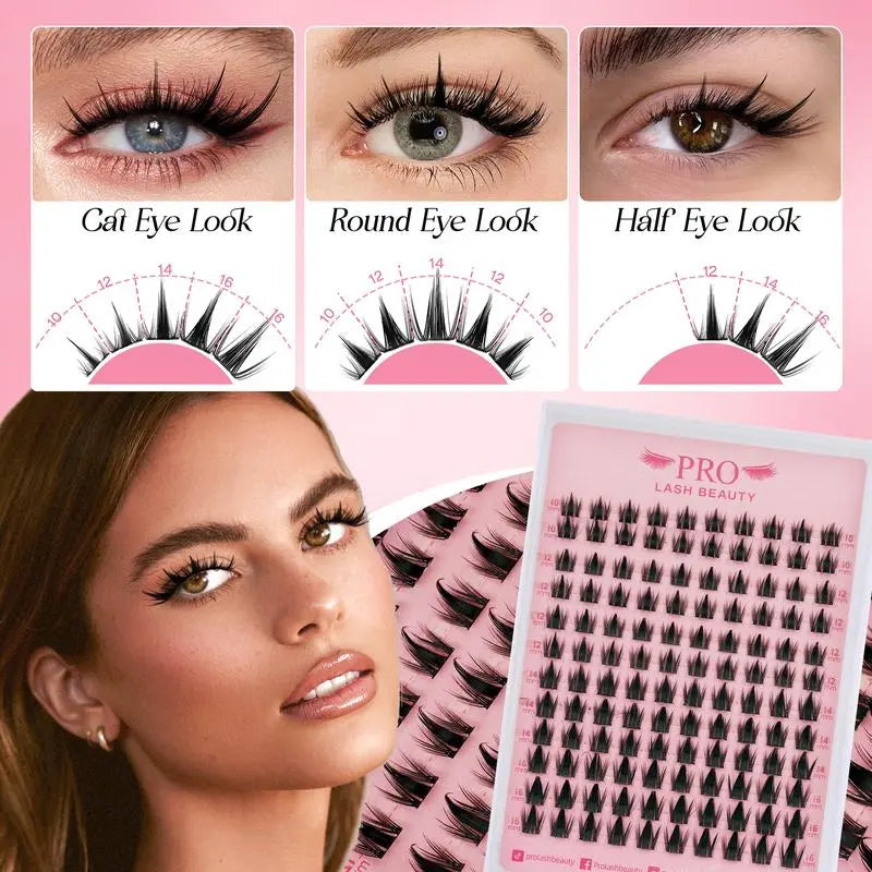 ❤️73% Hot Fresh Launch ProLashBeauty Lash Clusters Sunrise Long Lasting Eyelashes Extensions Kit DIY lashes Extensions C D Curl Invisible Band Beginners Manga Lashes Tweezer & Glue & Remover all in one for DIY Eyelash at Home-XA