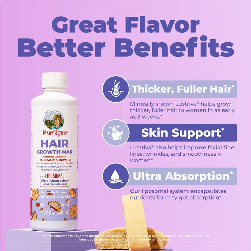 🔥Save Up To 56% Today🔥MaryRuth's Hair Growth Max Liposomal - Lustriva - Thicker Hair - Improve Wrinkles & Fine Lines-TJY