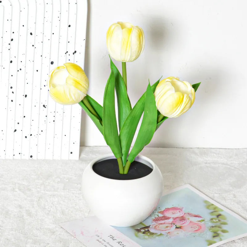 🔥LED Tulip Night Light Dimmable Plug-in Romantic Flower Lamp Artificial Bloom Mother’s Day Gift-TJY