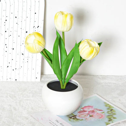 🔥LED Tulip Night Light Dimmable Plug-in Romantic Flower Lamp Artificial Bloom Mother’s Day Gift-TJY