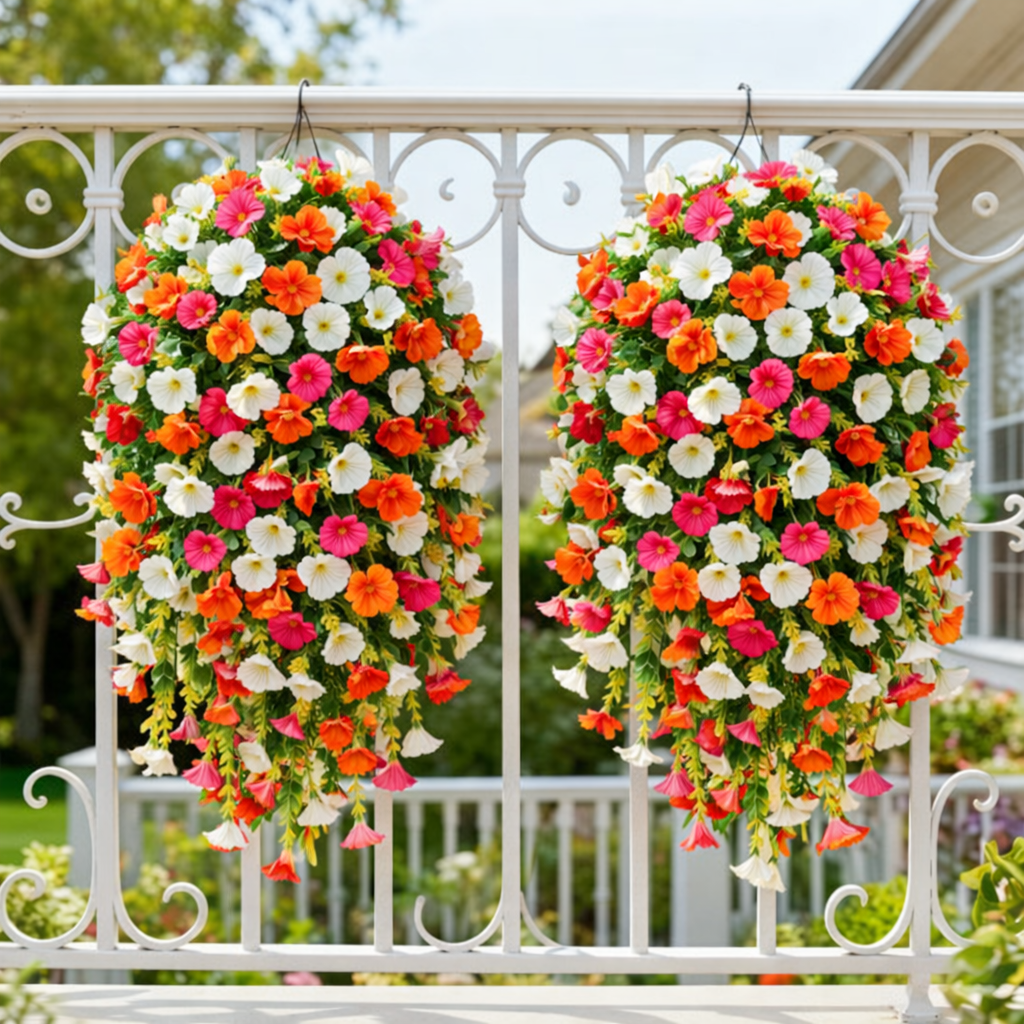 Artificial Faux Hanging Flowers Plants - UV resistant, Waterproof, Windproof , No watering , No wilting -GD