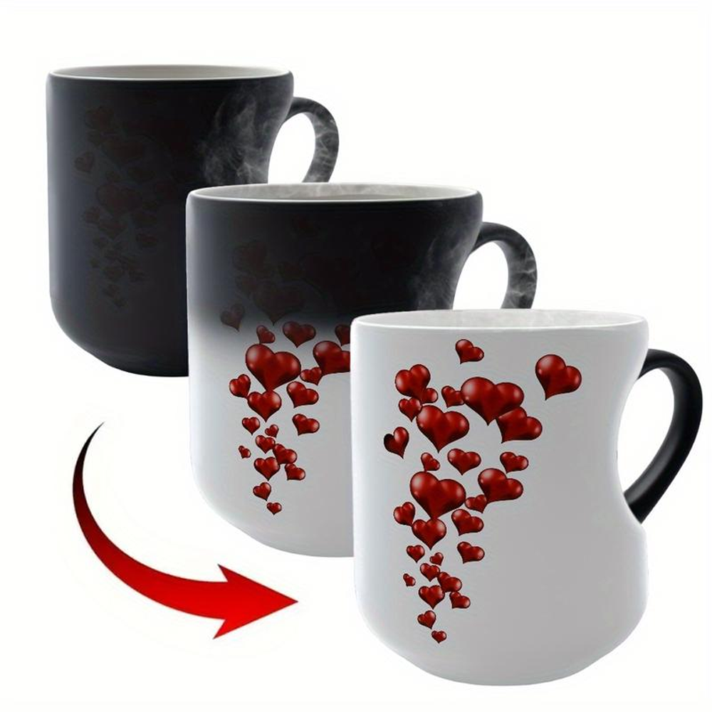 🔥 80% Off 🔥Heart-Shaped Handle Color-Changing Ceramic Mug🎁Hot and Cold Thermochromic Red Heart Coffee Cup, Gift for Valentine's Day, Christmas and Birthdays-TJY