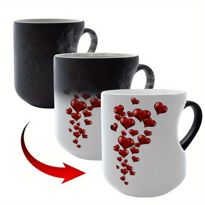 🔥 80% Off 🔥Heart-Shaped Handle Color-Changing Ceramic Mug🎁Hot and Cold Thermochromic Red Heart Coffee Cup, Gift for Valentine's Day, Christmas and Birthdays-TJY