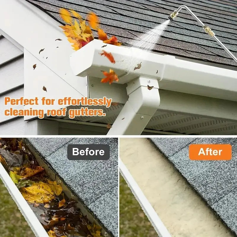 🔥Last Day 60% OFF👑Pressure Washer Extension Wand 10 Pack Power Washer Lance with 5 Atomization Nozzle Tips 1 Gutter Cleaner Attachment Curved Rod for Gutter Roof Drainage Walls Cleaning-TJY