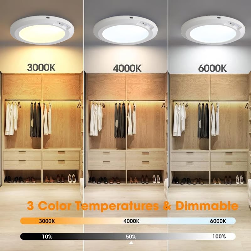 2026 New Rechargeable Motion Sensor Ceiling Light with Remote - Magnetic Wireless Ceiling Light Battery Powered for Closet Shower Stairs Shed Hallway Porch Patio ect-GD