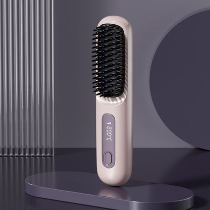 ⚡50K+ SOLD!💁‍♀️Wireless Ceramic Heating Hair Straightening Hairbrush-H1