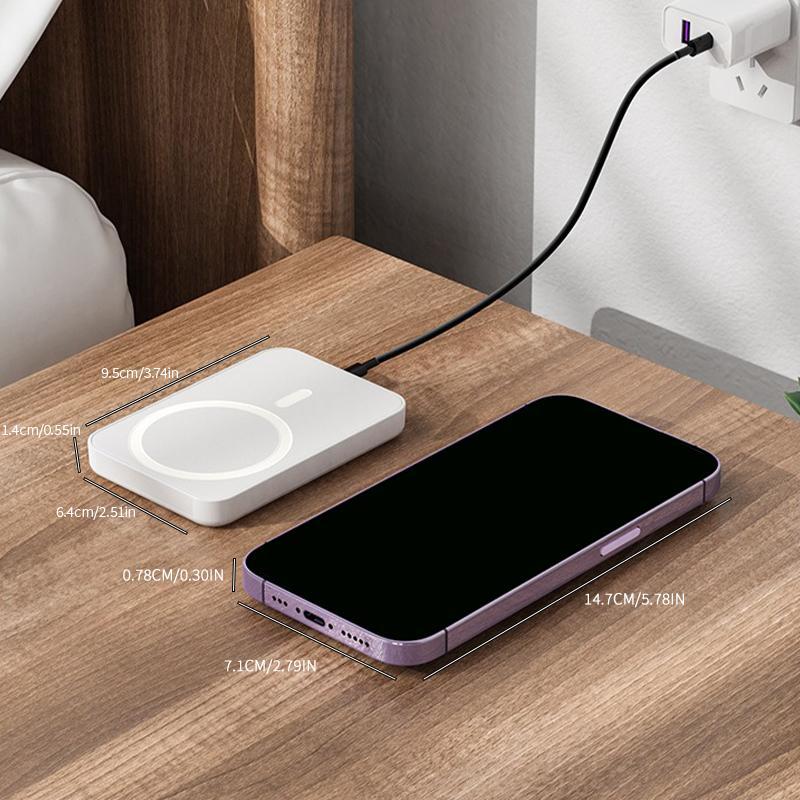 5000mAh Magnetic Power Bank, Wireless Portable Charger, Fast Charging MagSafe Battery Pack for iPhone 17/16/15/14/13/12/Plus/Pro Max-ZZQ