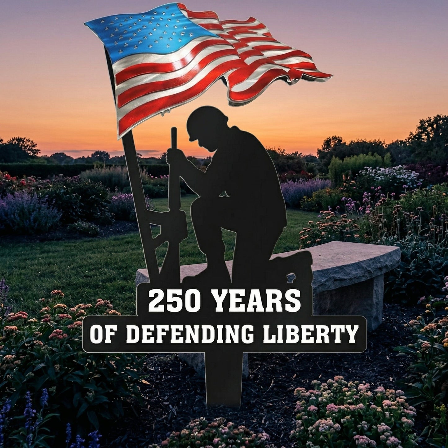 🥇  250 Years of Defending Liberty Metal Garden Stake-923