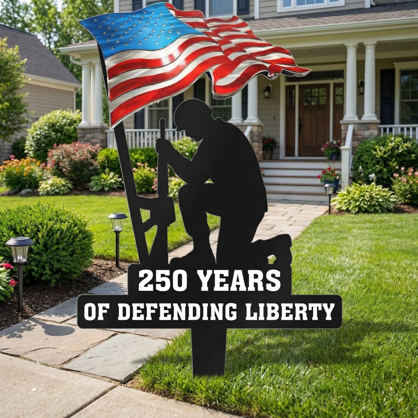 🥇  250 Years of Defending Liberty Metal Garden Stake-923