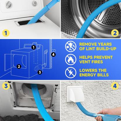 🎁Dryer Vent Cleaner Kit 2 Pieces 🌟 Compatible with Most Vacuum Cleaners Lint Brush & Hose Attachment with Stretch Universal Connector Quick Lint Remover for Deep Cleaning Machine-TJY